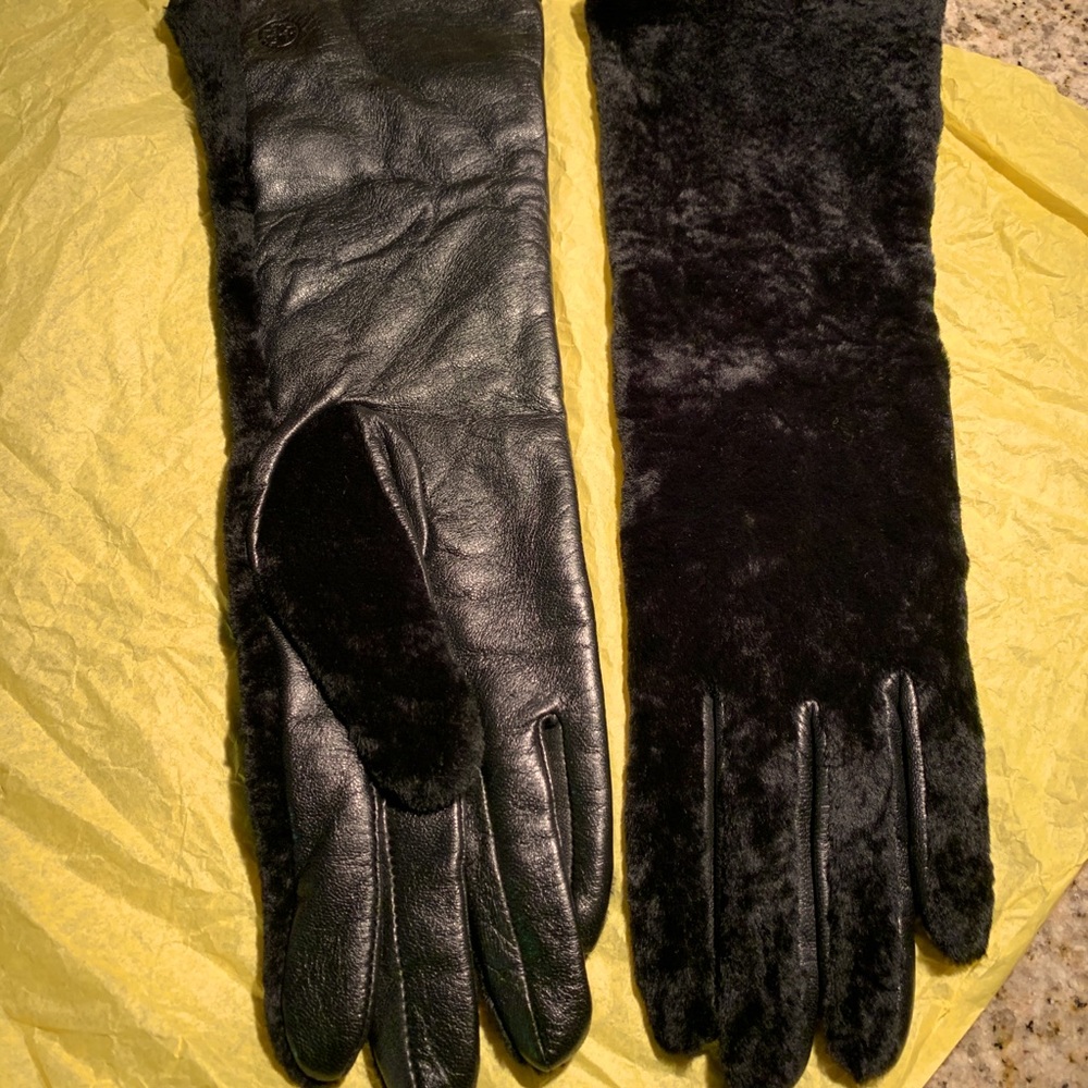 NEW “TORY BURCH LONG LEATHER~BLACK VELVET GLOVE”